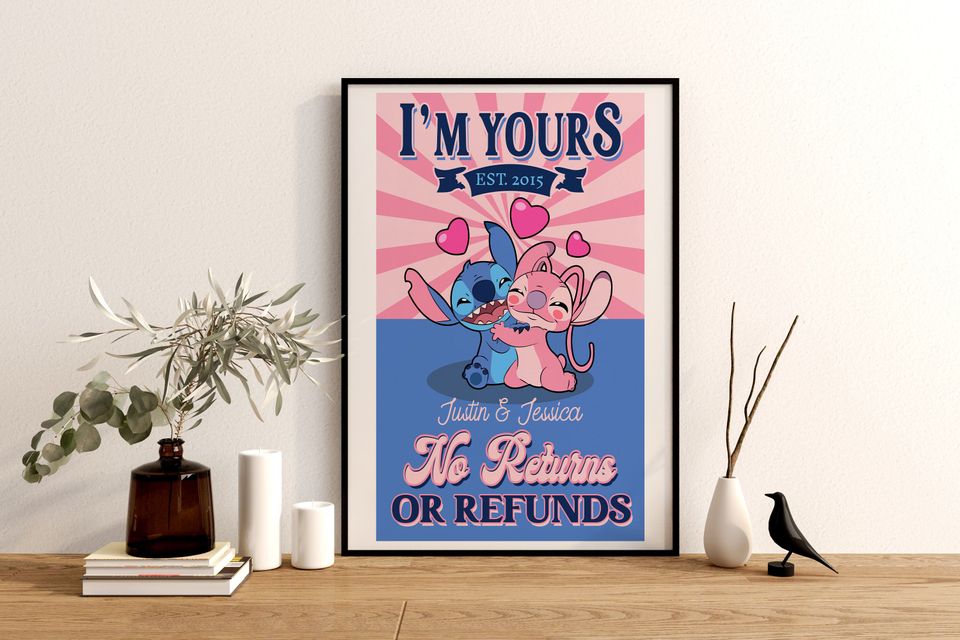 Personalized Stitch and Angel Poster