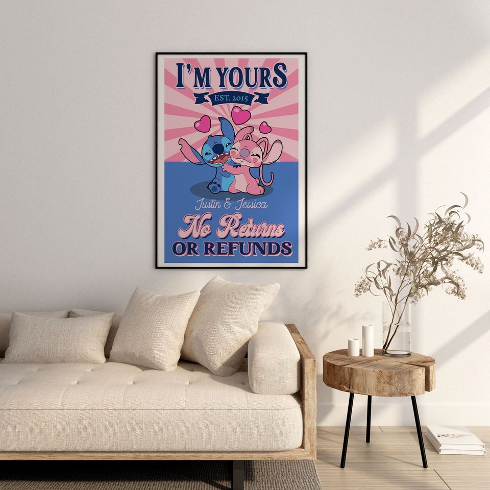 Personalized Stitch and Angel Poster
