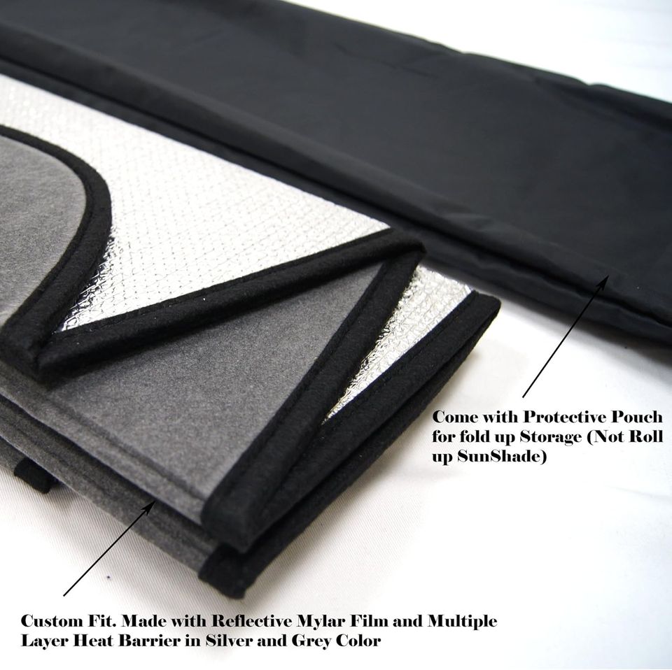 Tuningpros Fit Car Windshield Sun Shade Protector, Sunshade Visor Silver & Grey