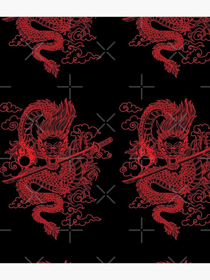 Red Chinese Dragon with Black Background Backpack