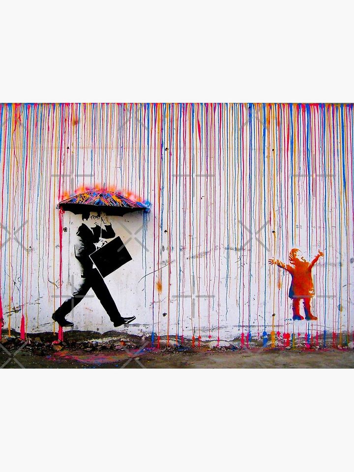 Banksy Colorful Rain Premium Matte Vertical Poster