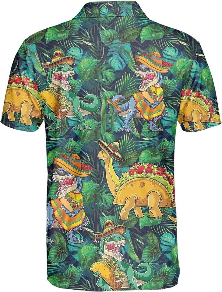 Gopory Dinosaur Golf Shirts for Men Dinosaur Shirt Men Hawaiian Polo Shirts