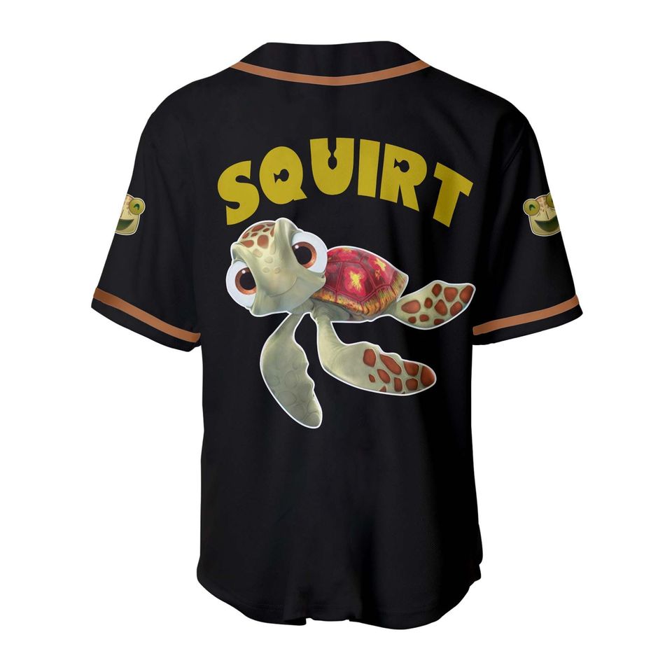 Squirt Turtle Finding Nemo Black Yellow | Disney Custom Baseball Jersey