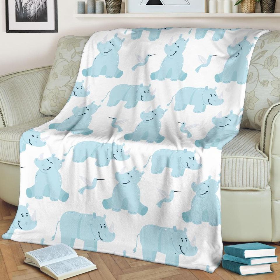 Rhinoceros Blanket - Rhinos Fleece Blanket