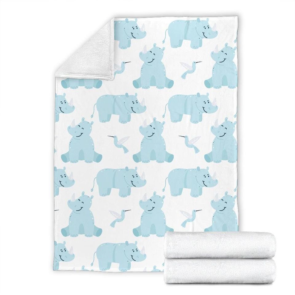 Rhinoceros Blanket - Rhinos Fleece Blanket