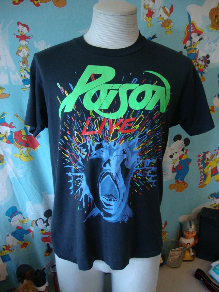 Vintage 80's POISON Live 1988 Tour band tee concert T Shirt