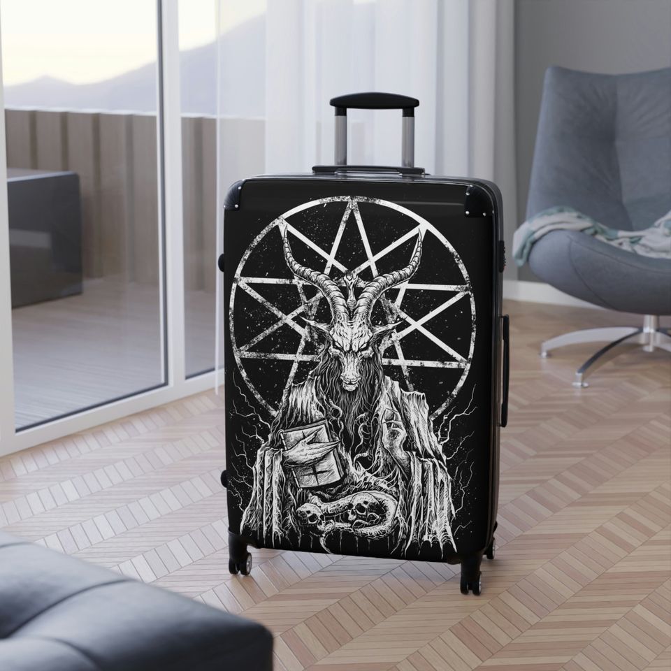 Goth Baphomet Suitcase Cover, Gothic Luggage Cover, Travel Bag