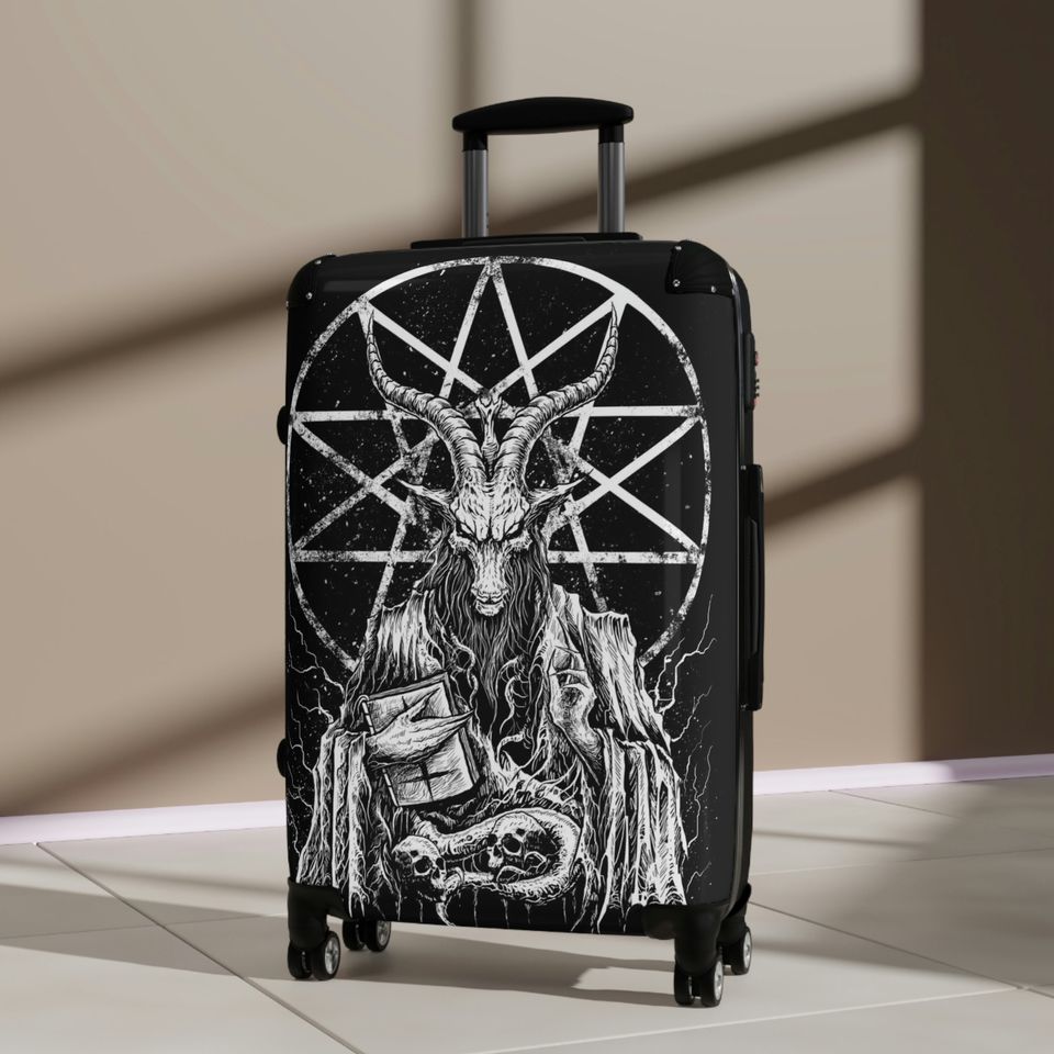 Goth Baphomet Suitcase Cover, Gothic Luggage Cover, Travel Bag