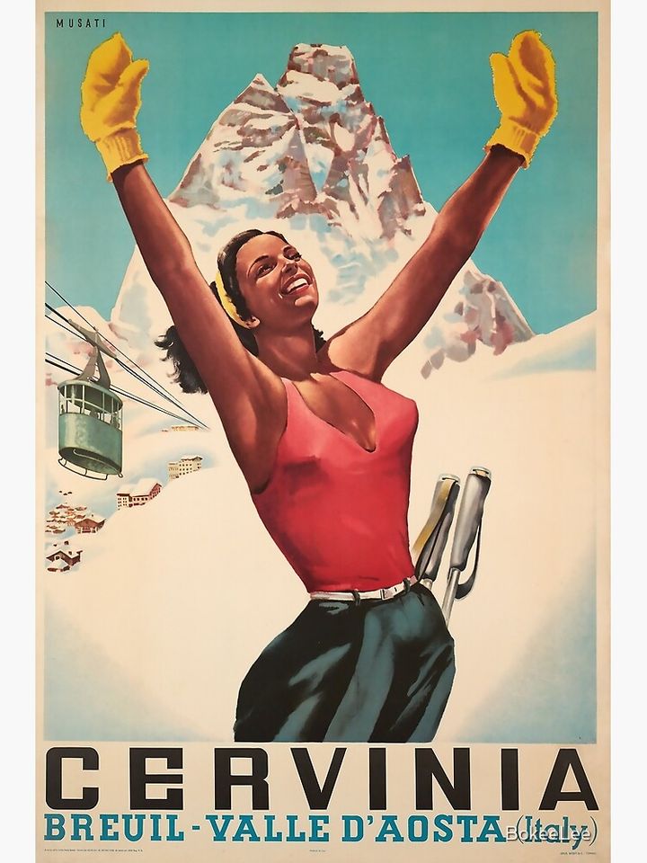 Cervinia, Breuil - Valle d'Aosta ,Italy, Ski Poster Premium Matte Vertical Poster