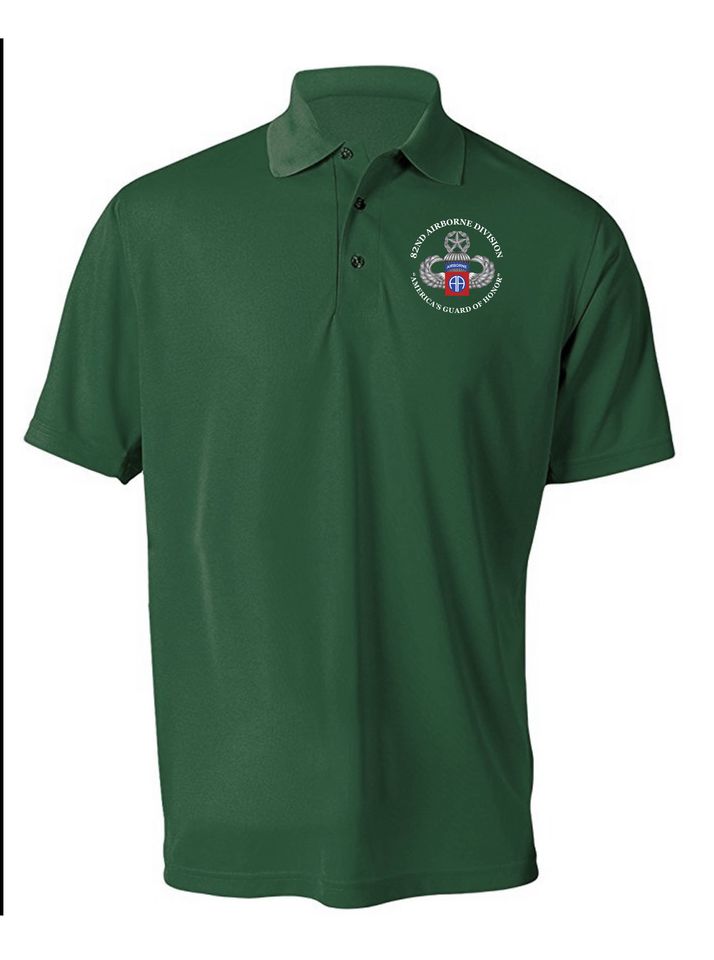 82nd Airborne Division Embroidered Moisture Wick Polo Shirt