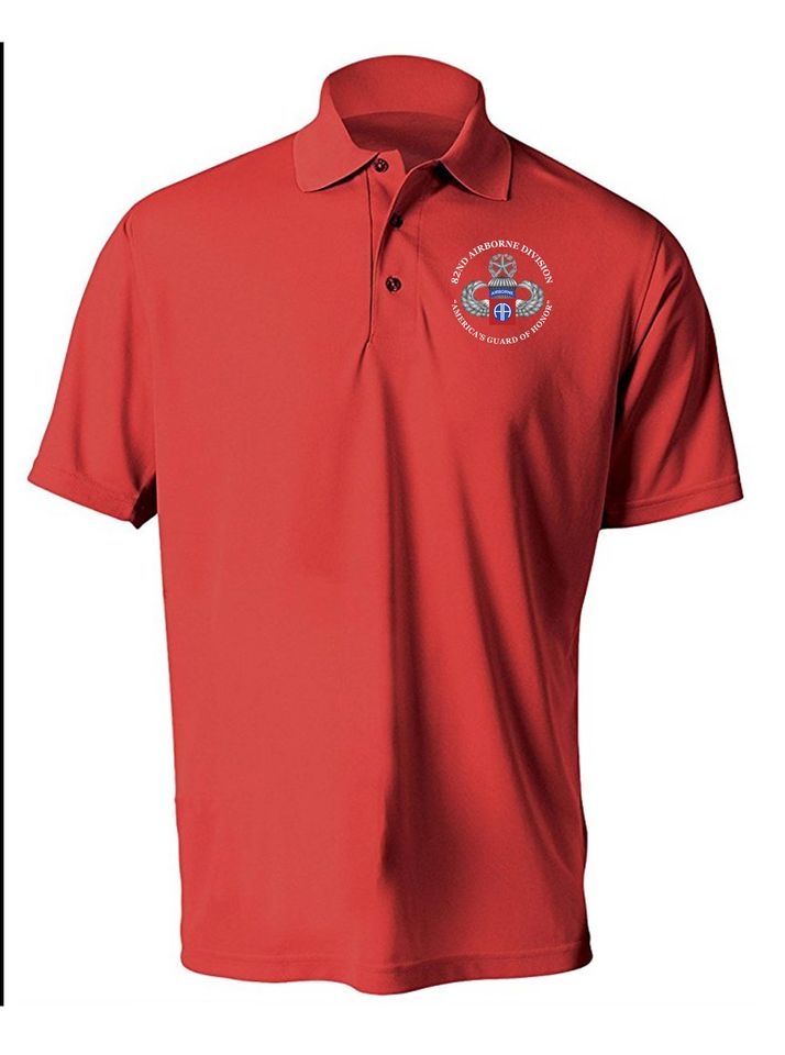 82nd Airborne Division Embroidered Moisture Wick Polo Shirt