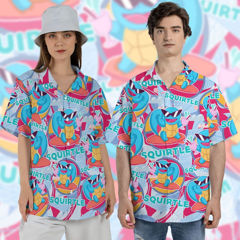 Squirtle Fun Ice Blue Pattern Hawaiian shirt, Anime
