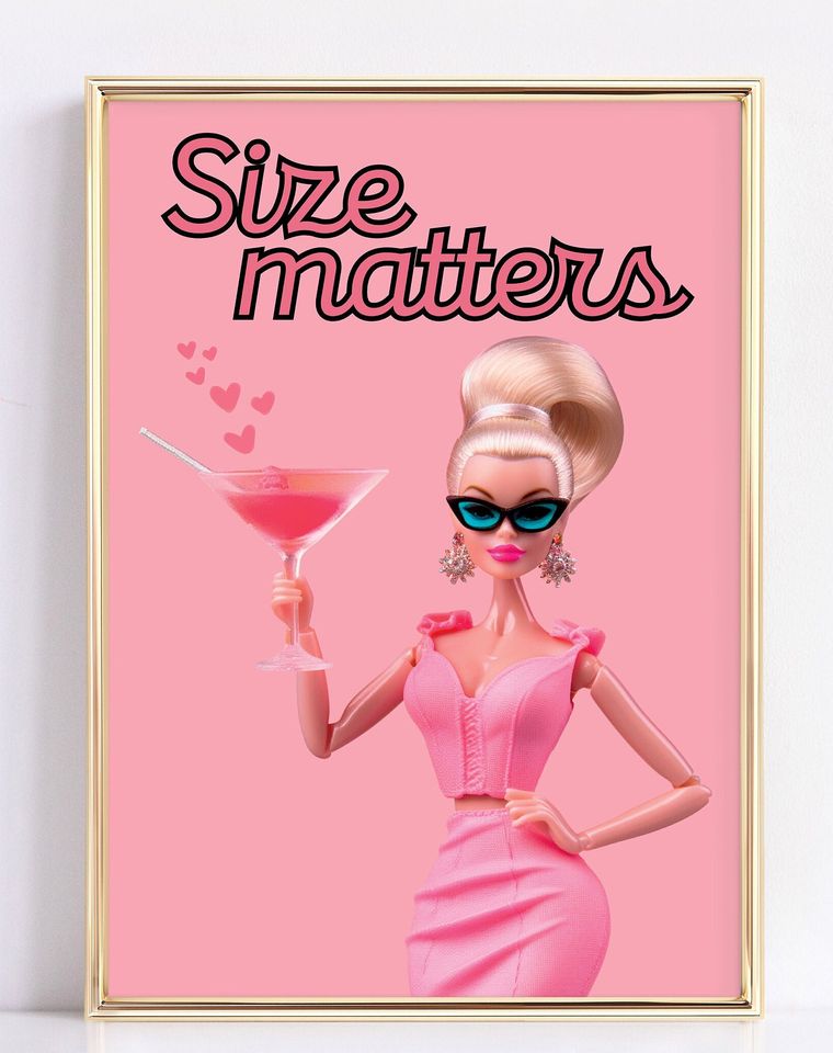 Funny Barbie Wall Art, Cocktail Barbie Poster
