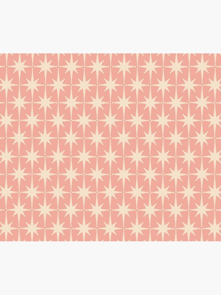 Atomic Age 1950s Retro Starburst Pattern in Cream and Blush Pink Shower Curtain