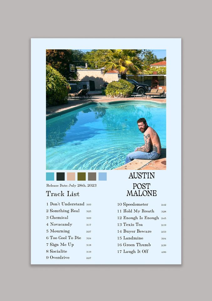 Post Malone AUSTIN Album Digital Poster