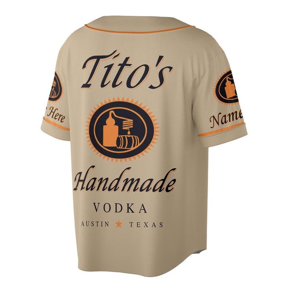 Custom Name Titos Vodka Baseball Jersey, Vintage Beige Titos Vodka Baseball Jersey