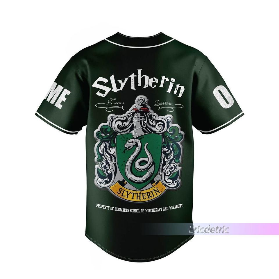 Custom Slytherin Baseball Jersey, Wizard House Varsity Collegiate Shirt