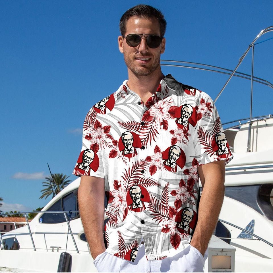 KFC Tropical Flower Aloha Hawaiian Shirts