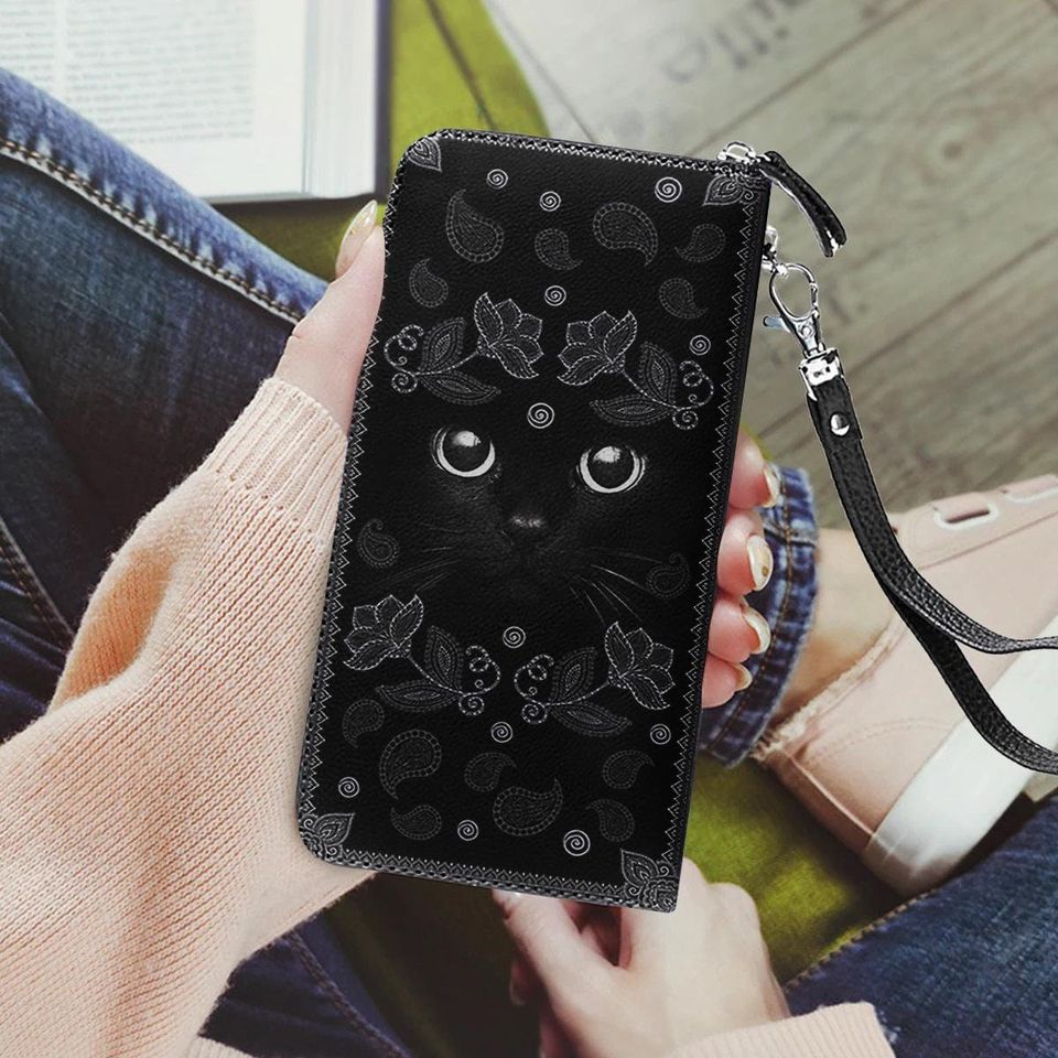 Black Cat Leather Wallet