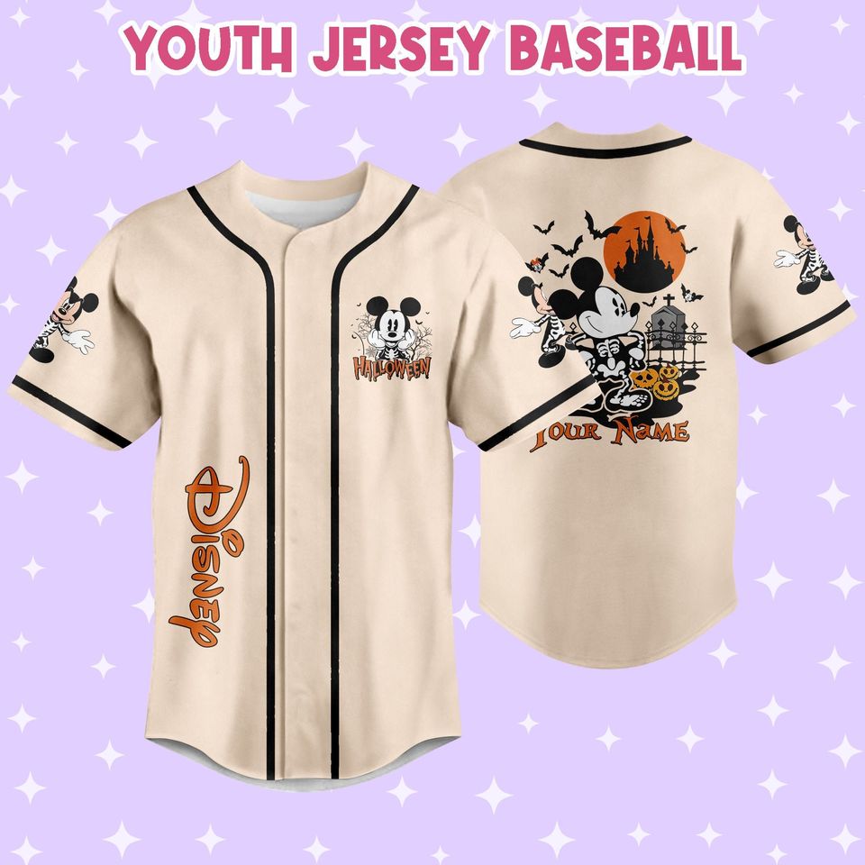 Personalized Halloween Disney Mickey Skeleton, Custom Disney Jersey