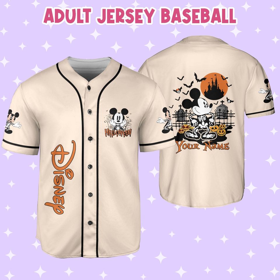 Personalized Halloween Disney Mickey Skeleton, Custom Disney Jersey