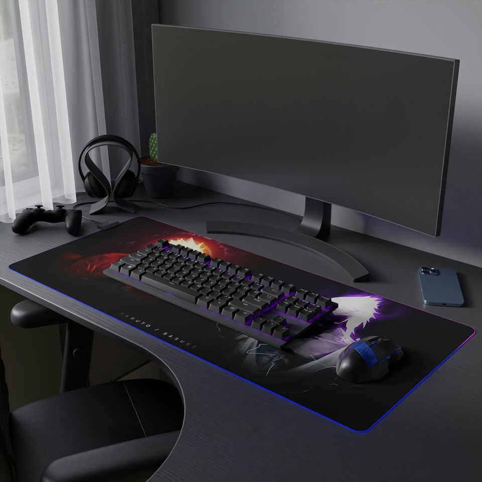 LED Narutoo And Sasuke Gaming Mouse Pad