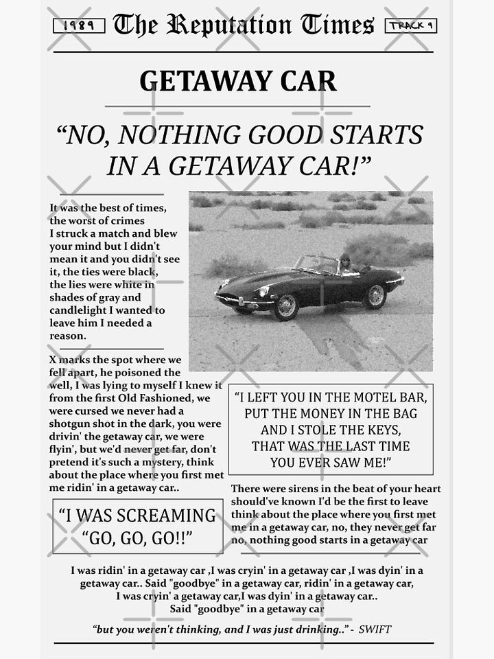 Getaway Car Newspaper Premium Matte Vertical Poster