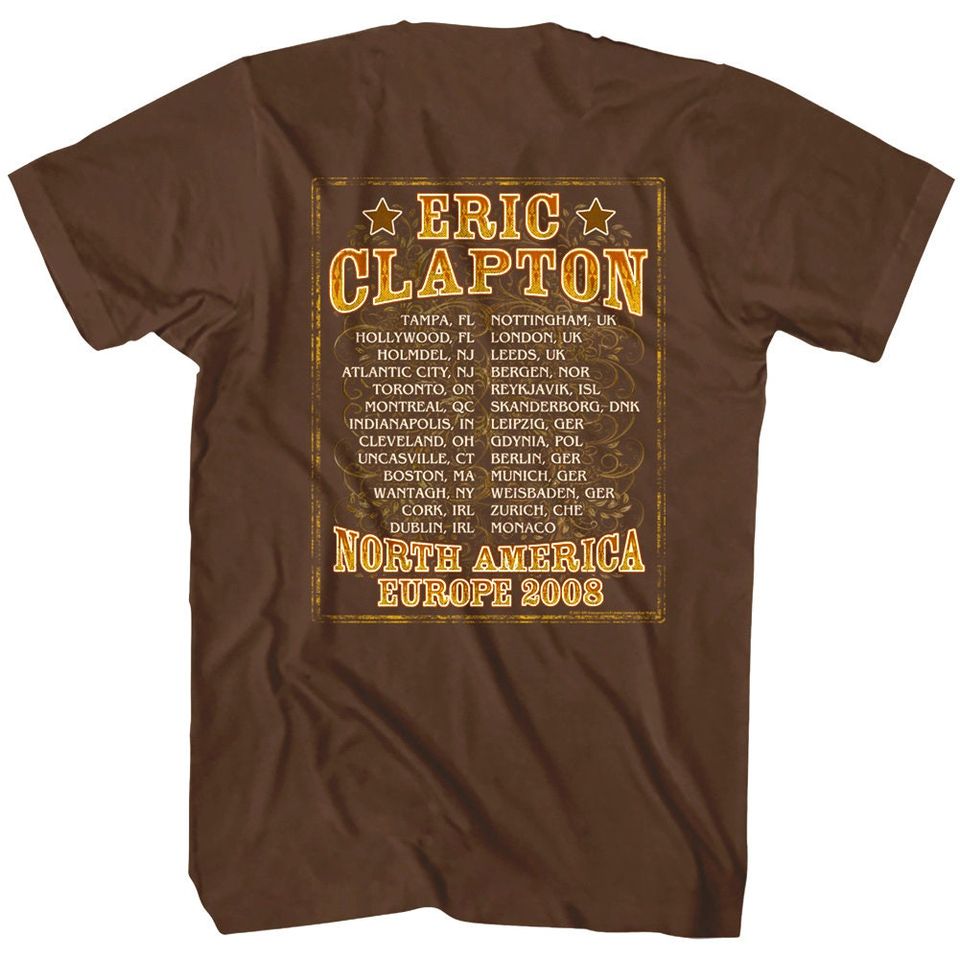 Eric Clapton Men's T Shirt | World Tour 2008 Graphic Tee