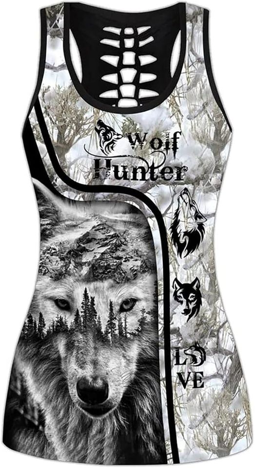 Sport Suit Wolf In The Forest Hollow Tank Top Legging Sets