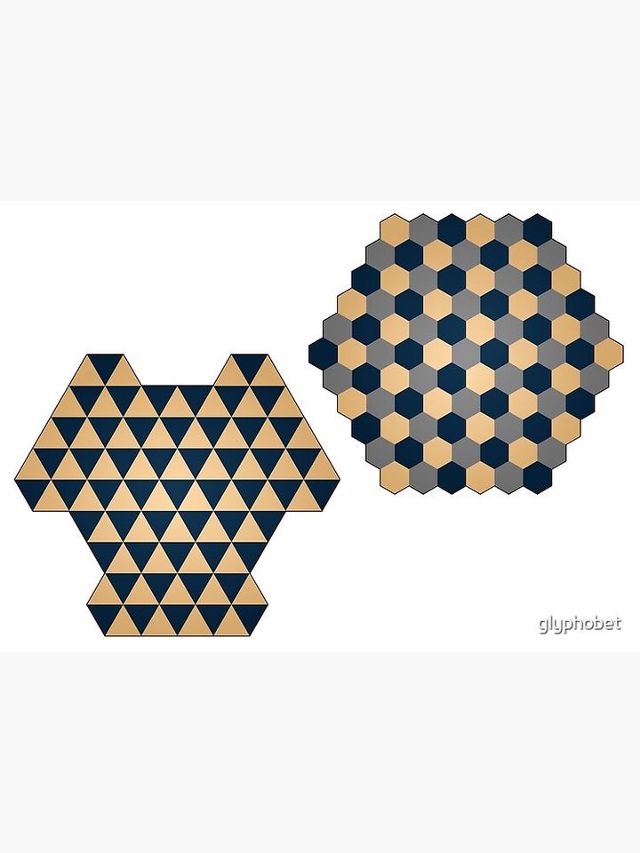 Triangular and Hexagonal Three Player Chess Boards Premium Matte Vertical Poster