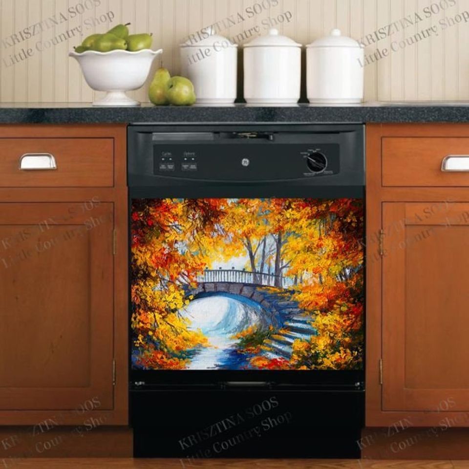Autumn Forest Bridge Dishwasher Cover