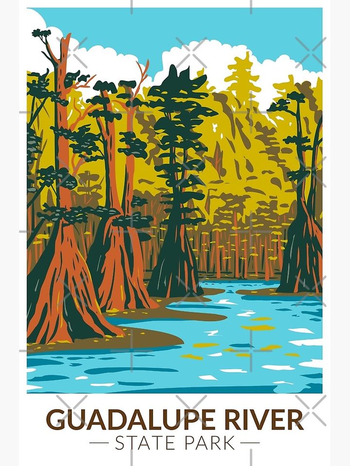 Guadalupe River State Park Texas Vintage Premium Matte Vertical Poster