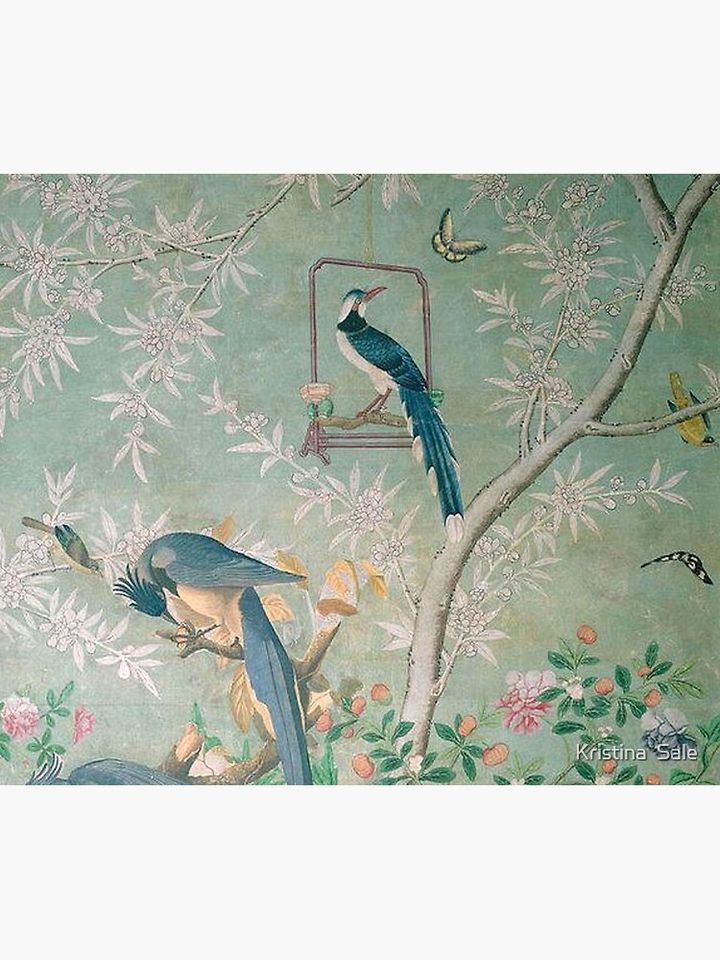 Exotic Birds Chinoiserie Mural Shower Curtain