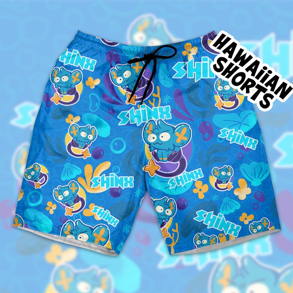 PKM Shinx Fun Under Water Type hawaiian shirt, Anime 3D Beach Hawaiian