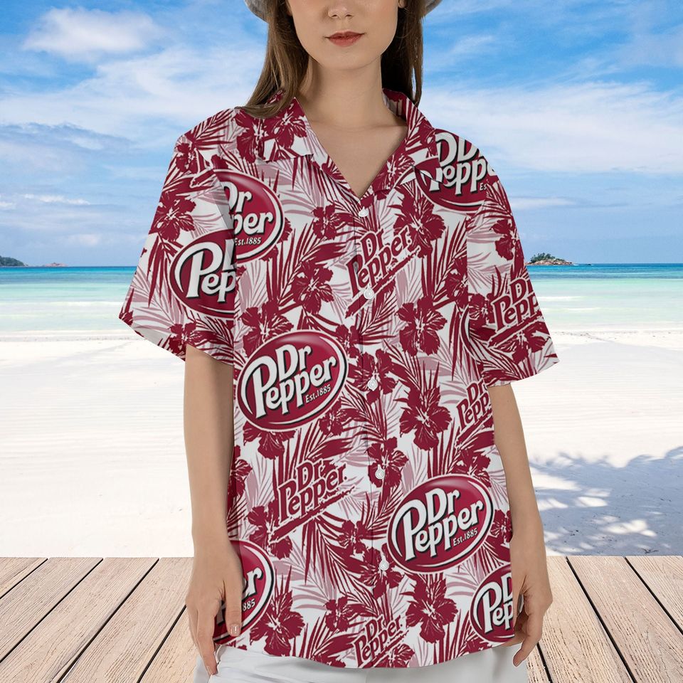 Dr.Pepper Hawaiian Tropical Flower Pattern Dr.Pepper Baseball Shirt
