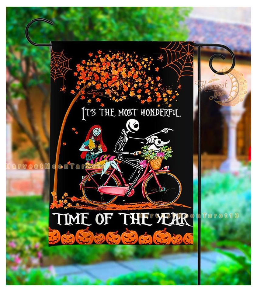 Personalized Jack Skellington Sally Halloween Garden Flag