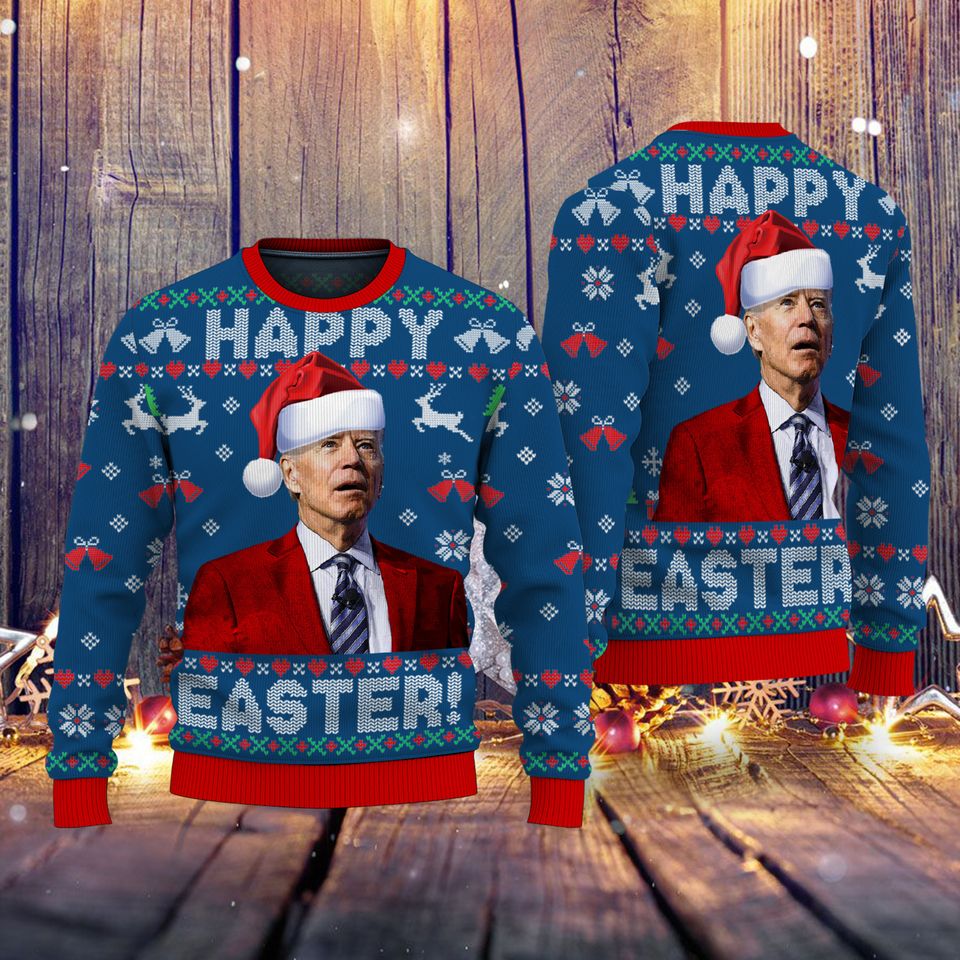 Merry 4th Of Easter Ugly Sweater, Santa Joe Biden 3D Sweater