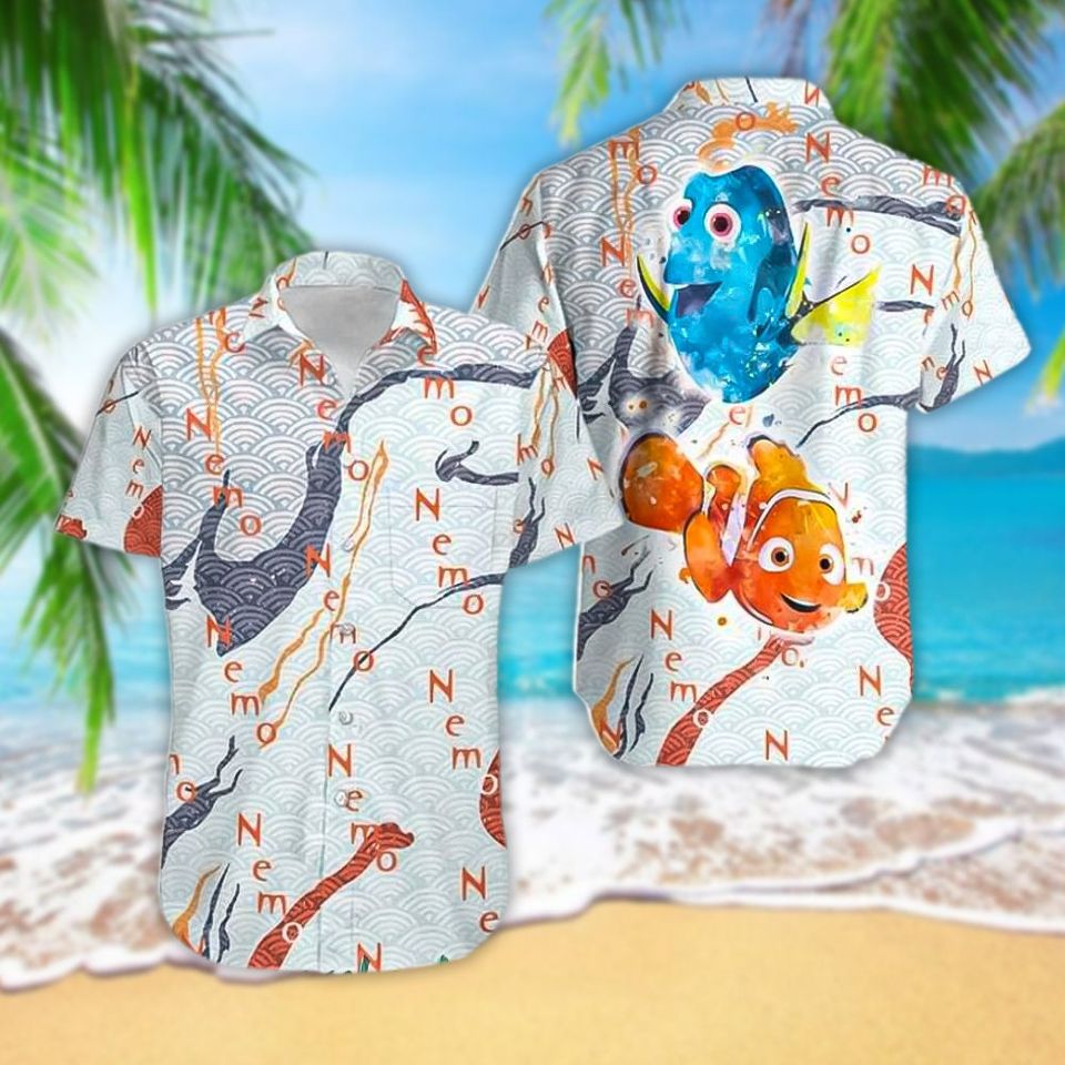 Finding Nemo Clownfish Finding Son Movie Button Up 3D Hawaiian Shirts