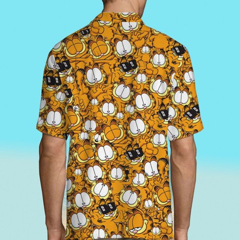 Funny Gay Garfield Hawaiian Shirt Aloha 3D Print Summer Vacation Shirt