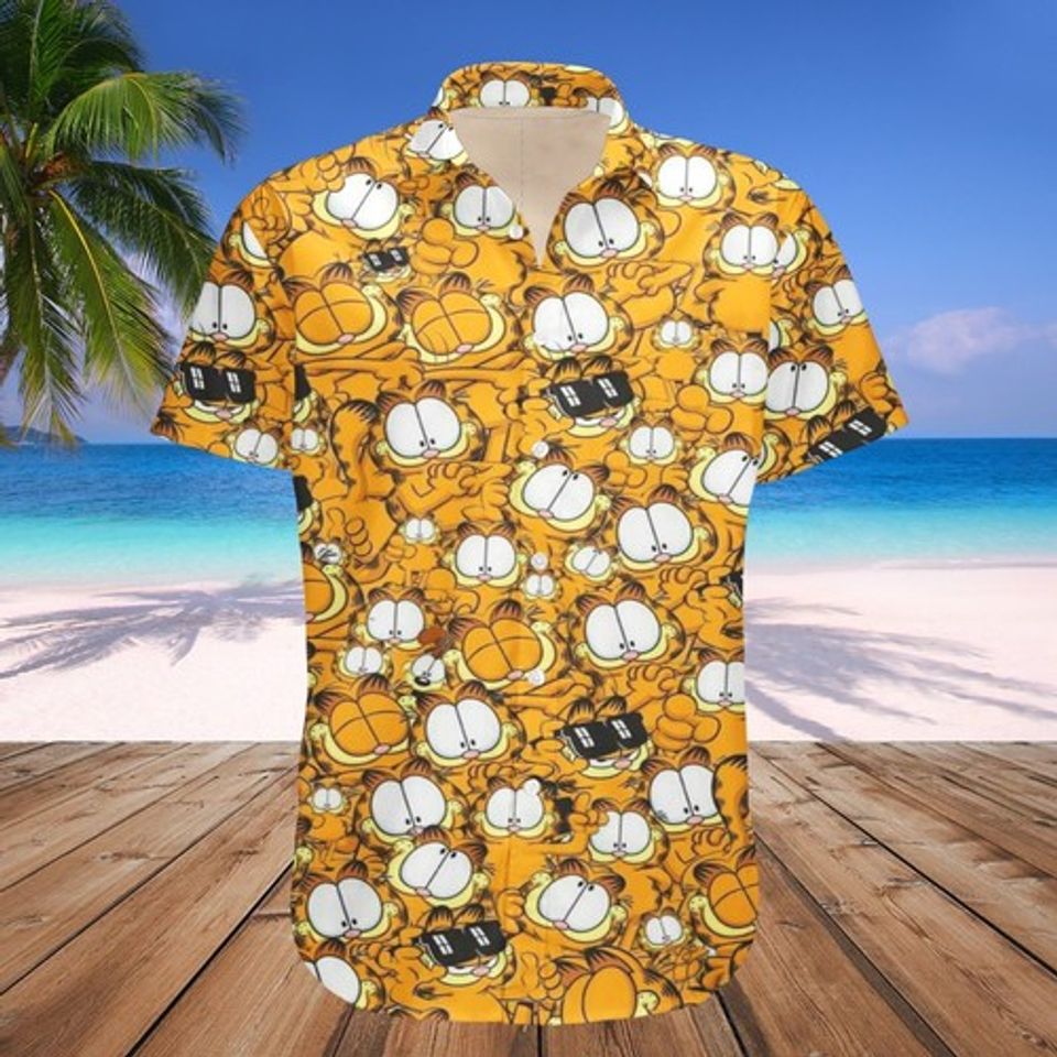 Funny Gay Garfield Hawaiian Shirt Aloha 3D Print Summer Vacation Shirt