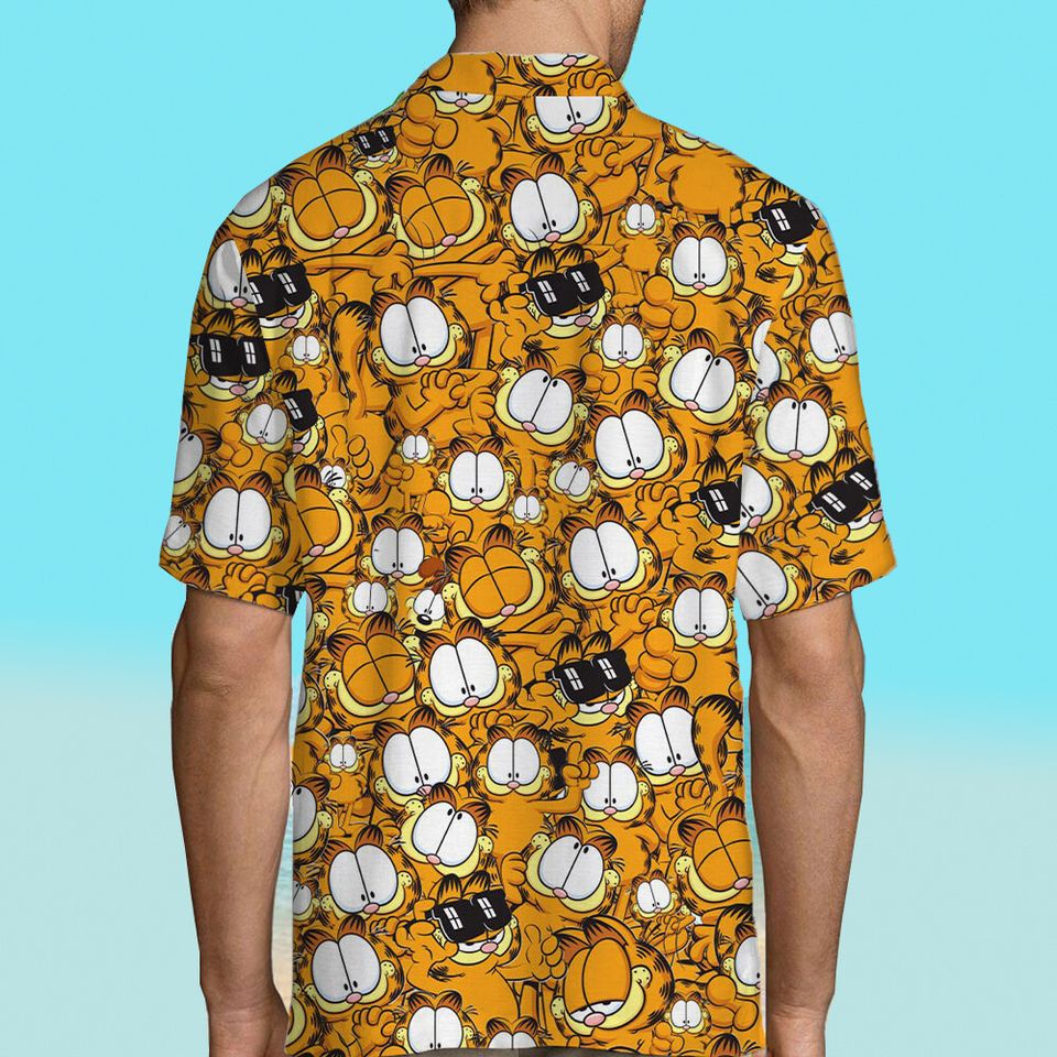 Funny Gay Garfield Hawaiian Shirt Aloha 3D Print Summer Vacation Shirt