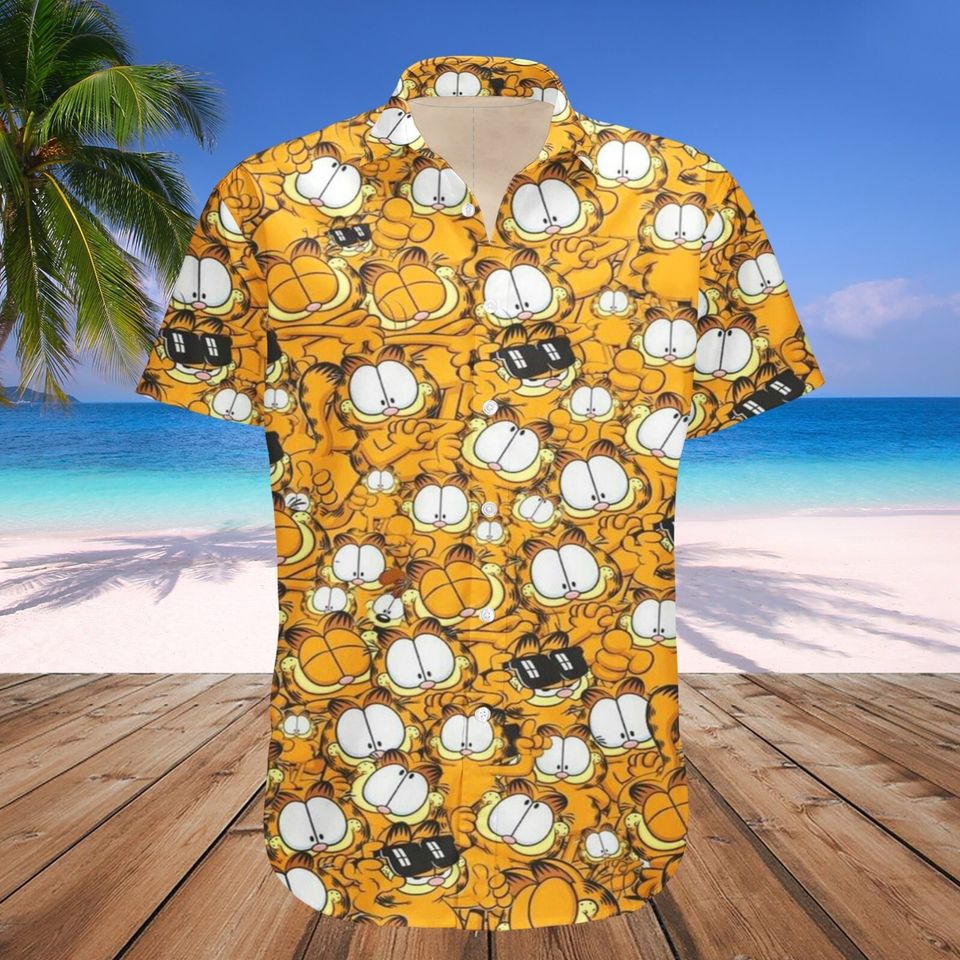 Funny Gay Garfield Hawaiian Shirt Aloha 3D Print Summer Vacation Shirt