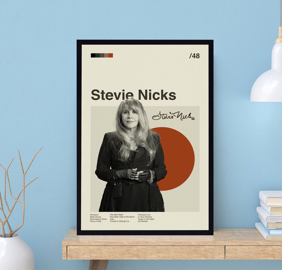 Vintage Stevie Nicks Poster, Mid Century Art Poster