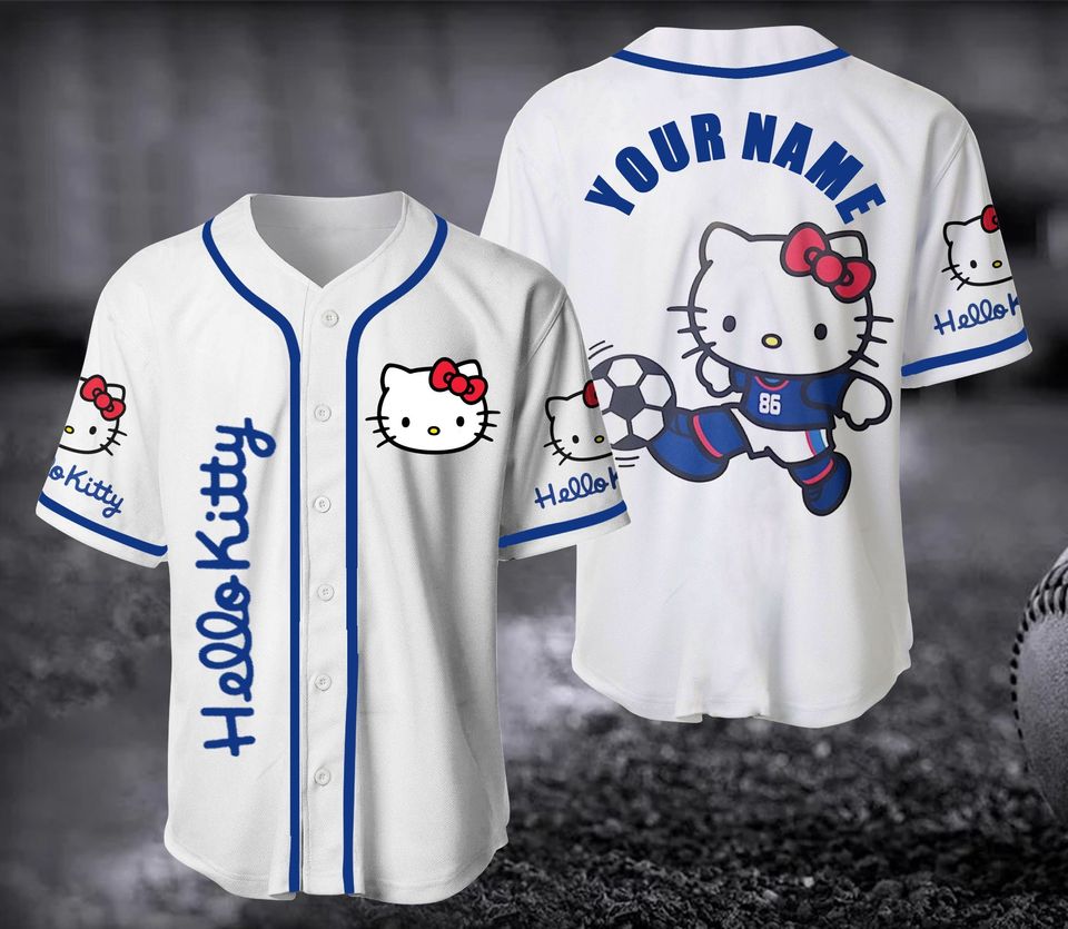 Hello Kitty Football Jersey Shirt, Custom Hello Kitty Baseball Jersey