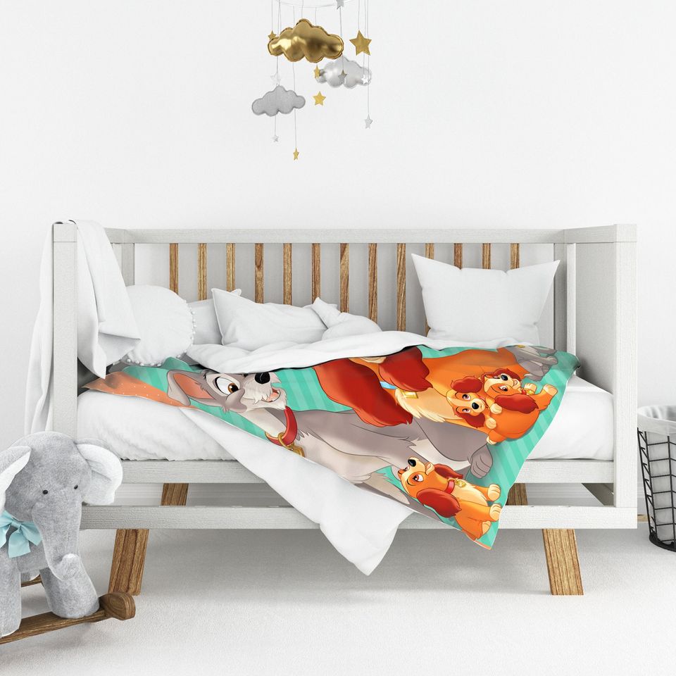 Custom Name Blanket Personalized Lady And The Tramp Fleece Blanket