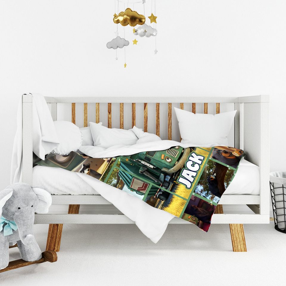 Personalized Trash Truck Blanket, Custom Name Trash Truck Fleece Blanket