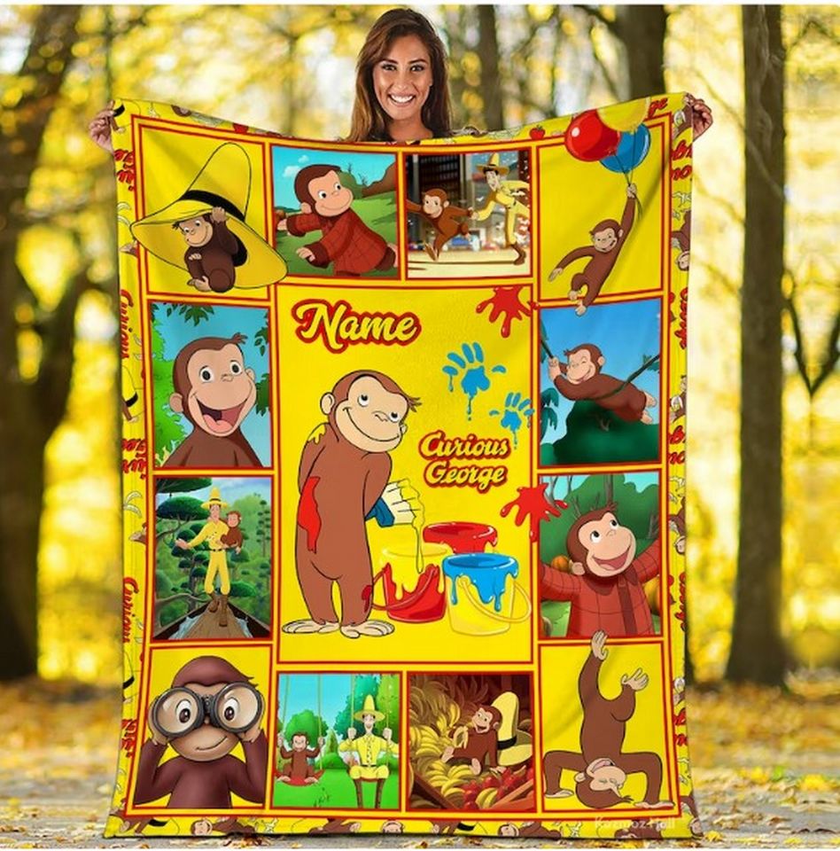 Personalized Curious George Blanket, Curious George Fleece Blanket