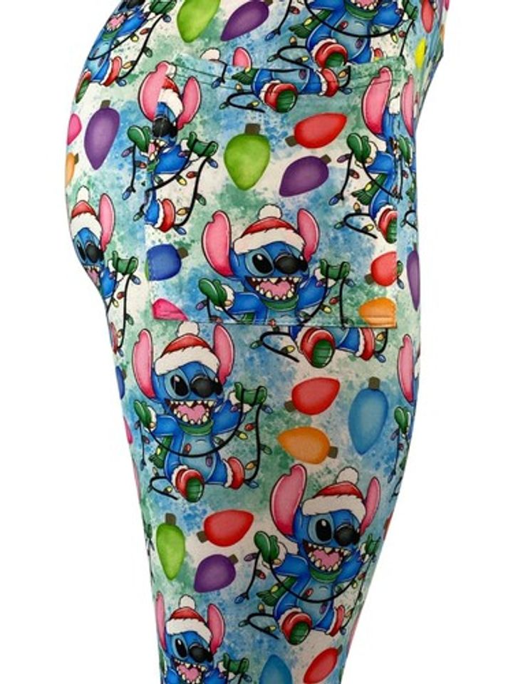 Stitch Wrapped in Christmas Lights Leggings