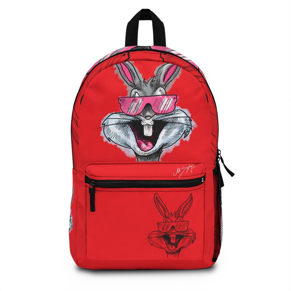 Cool Bugs Bunny Red Gift Backpack, Basketball Gray Bag