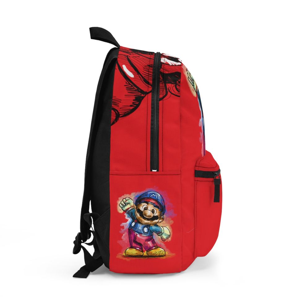 Super Mario Game Red Kids School Backpack, Game Mario Red Bag